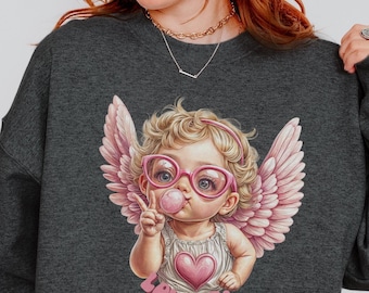 Sassy Cupid Sweatshirt, Love Ya Angel Crewneck, Funny Coquette Valentine Gift