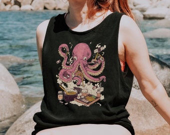Octopus Chef Tank Top, Funny Sushi Lover Gift