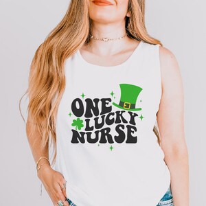 One Lucky Nurse, St Patricks Day Top, St Paddys Day Sleeveless Tee, Workout Tank Lucky, Gym Top, Irish Pride, Fitness Shirt, Healthcare Gift