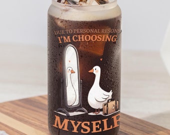 Funny Goose Sipper Glass Tumbler, Self Care Gift