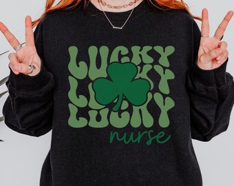 Lucky Nurse St Patrick's Day Sweatshirt, Retro irischer Klee