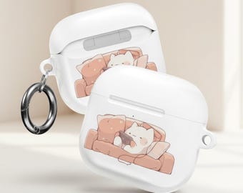 Gamer Cat Airpod Case, Cozy Desk Tech Accessory, White Kitty Earbud Cover, PC Shell