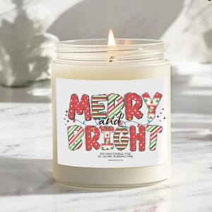 Merry and Bright Soy Wax Candle, Christmas Candle Gift, Holiday Scented Candle, Festive Housewarming Gift, Holiday Home Decor, Aromatherapy