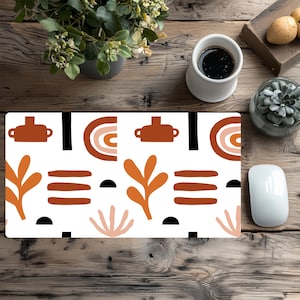 Retro Boho Plant Lover Gaming, Aesthetic Desk Mat, Kawaii, Office Desk Mat, Keyboard and Mouse, Wrist Rest, XL Mouse Pad, Desk Accessories