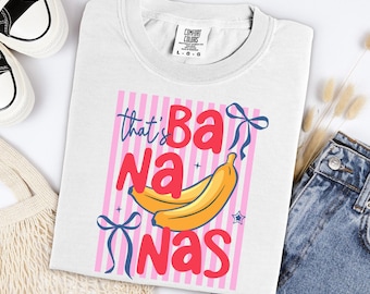 Chemise Thats Bananas, t-shirt rayé fruité coquette, haut preppy rigolo, t-shirt oversize en coton