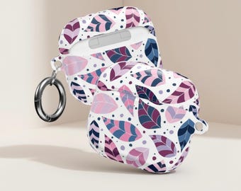 Purple Leaf Airpod Case, Retro Botanical Earbud Cover, Mid Century Tech, PC Shell