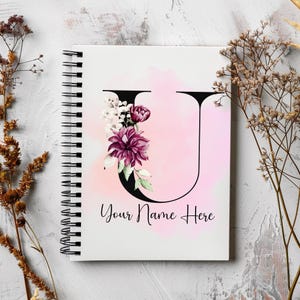 Letra U personalizada con nombre del alfabeto, cuaderno espiral, diario, viajes, kawaii, notas de oficina, composición, planificador, regalo personalizado