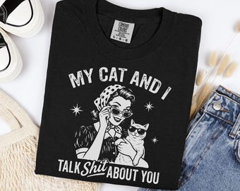 Sarcastic Cat Mom Shirt, Funny Retro Pet Tee, Oversized Cotton Top, Fur Parent