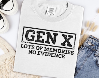 Chemise Gen X No Evidence, T-shirt Funny Memories, Haut en coton oversize, Humour rétro