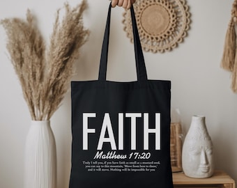 Faith Zitat Tragetasche, Baumwoll Canvas Shopper, wiederverwendbare Einkaufstasche