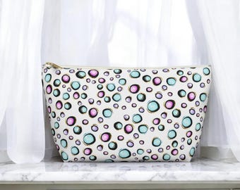 Mermaid Dots Pastel Pattern Accessory Pouch, Cute and Trendy Mermaid Cosmetic Bag, Zippered Organizer for Travel and Makeup, Gift for Her