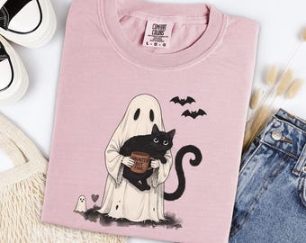 Haunted But Fine Ghost Shirt Pink Spooky Tee Oversized Cotton Vintage Graphic Top