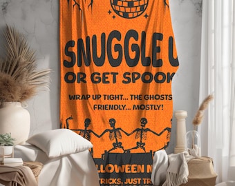 Halloween Blanket, Spooky Ghost Throw, Fall Decor