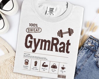 Gym Rat Nutrition Facts Shirt Funny Fitness Oversized Cotton Vintage Wash Graphic Top