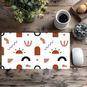Gaming, Aesthetic Desk Mat, Office Desk Mat, Boho Inspired, Vintage Design, Keyboard and Mouse, Wrist Rest, XL Mouse Pad, Desk Accessories