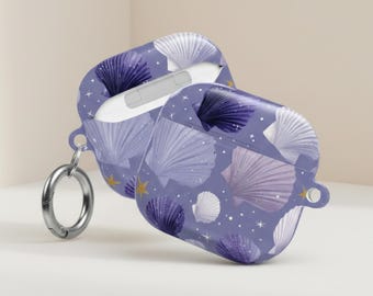 Purple Seashell Airpod Case, Ocean Earbud Cover, Mermaid Tech Accessory, PC Shell