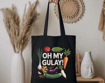 Oh My Gulay Filipino Vegetable Tote, Funny Pinoy Food Gift, Reusable Grocery Market Bag