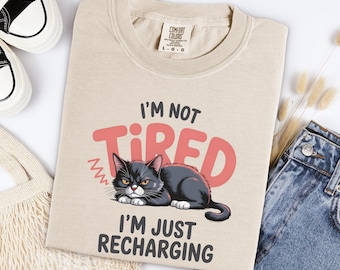Chemise maman chat qui se ressource, t-shirt introverti rigolo, haut sarcastique pour animal de compagnie, t-shirt en coton surdimensionné