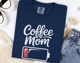 Chemise Coffee Mom, T-shirt graphique à faible consommation d'énergie, Haut en coton surdimensionné, Amateur de caféine