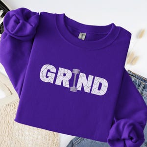Grind Gym Sweatshirt Retro Fitness Oversized Bomull Vintage Wash Grafisk Träningströja