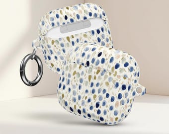 Watercolor Dot Airpod Case, Blue Spotted Earbud Cover, Abstract Art Accessory, PC Shell