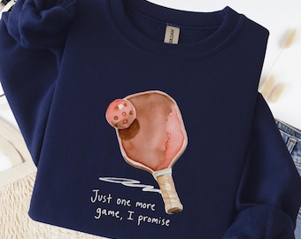 Pickleball Paddle Sweatshirt Just One More Game Oversized Cotton Vintage Wash Graphic Pullover