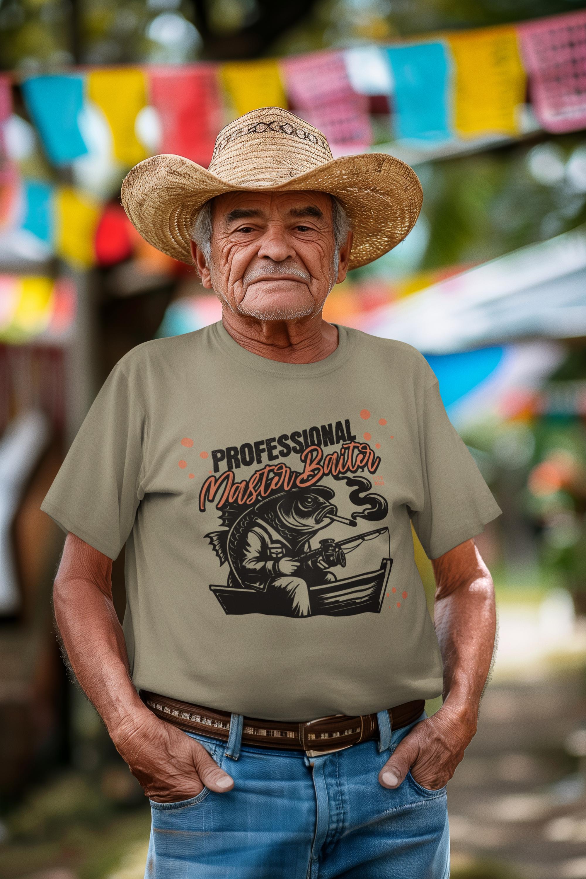 Maglietta Pesca Umoristica Master Baiter Per Papà – Stile Vintage, Cotone