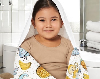 Tropical Animals Hooded Towel, Kids Beach Bath Towel