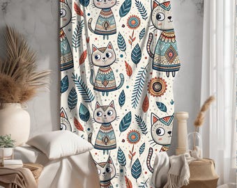 Cat Lover, Doodle Pattern, Bed Decor, Velveteen Plush Blanket