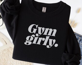 Gym Girly Sweatshirt Retro Fitness Pullover Oversized Cotton Vintage Wash Graphic Workout Top