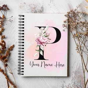 Letra P personalizada con nombre del alfabeto, cuaderno espiral, diario, viajes, kawaii, notas de oficina, composición, planificador, regalo personalizado