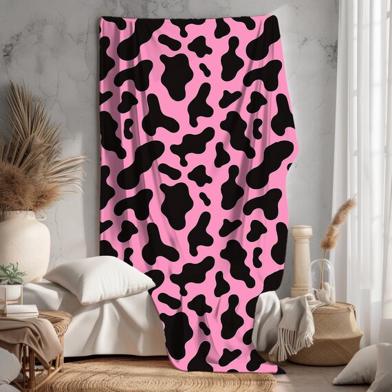 Pink Cow Print Velveteen Plush Blanket, Ultra-cozy Throw - Etsy