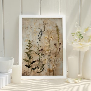 Pressed Flower Print Gift for Nature Lover Wildflower Wall Art Vintage Botanical Print for Housewarming Gift Nature Inspired Framed Wall Art