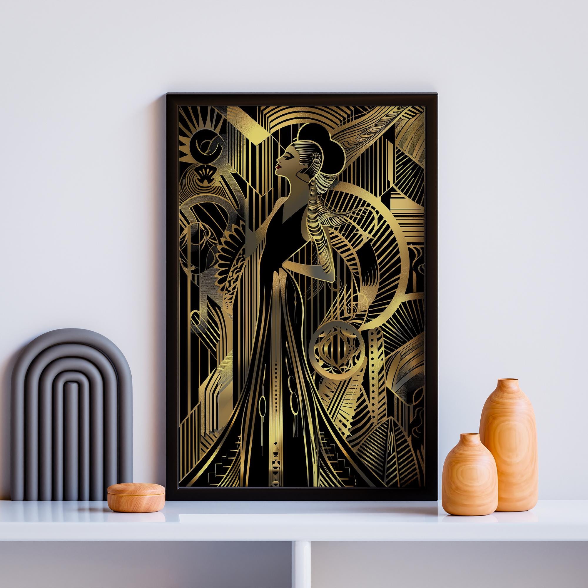 Art Deco Artwork Jazz Age Art for Great Gatsby Decor Black and