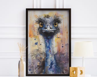 Emu Watercolor Bird Print of Australian Wildlife Nature-Inspired Artwork Gift for Bird Lover Nature Art for Home Decor