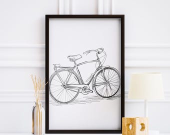 Elegante dibujo de bicicleta para pared, arte lineal moderno y elegante, impresión minimalista de ciclismo, obra de arte enmarcada para decoración del hogar, regalo perfecto para ciclistas