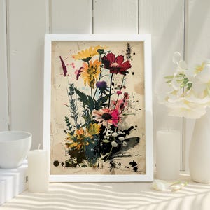 Vintage Wildflower Print Retro Flower Poster Botanical Artwork for Living Room Wildflower Illustration Gift for Flower Lover Floral Decor
