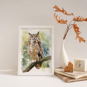 Eagle Owl Watercolor Bird Print of Audubon Bird of America Nature-Inspired Artwork Gift for Bird Lover Nature Art for Home Decor