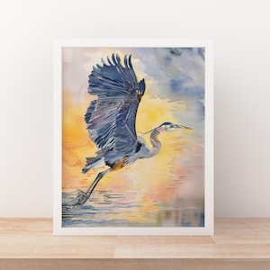 Great Blue Heron Bird Print of Audubon Bird of America Nature-Inspired Artwork Gift for Bird Lover Nature Art for Home Decor