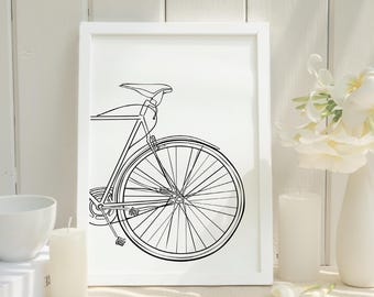 Elegante dibujo de bicicleta para pared, arte lineal moderno y elegante, impresión minimalista de ciclismo, obra de arte enmarcada para decoración del hogar, regalo perfecto para ciclistas