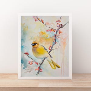 Cedar Waxwing Watercolor Bird Print of Audubon Bird of America Nature-Inspired Artwork Gift for Bird Lover Nature Art for Home Decor