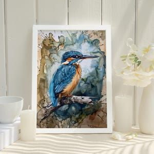 Zimorodek Akwarela Ptak Wydruk Audubon Ptak Ameryki Dzieło sztuki inspirowane naturą Prezent dla miłośnika ptaków Sztuka natury do wystroju domu