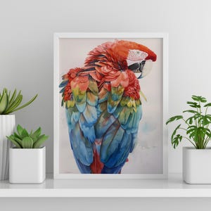 Macaw Parrot Watercolor Bird Print of Color Tropical Bird Nature-Inspired Artwork Gift for Bird Lover Nature Art for Home Decor