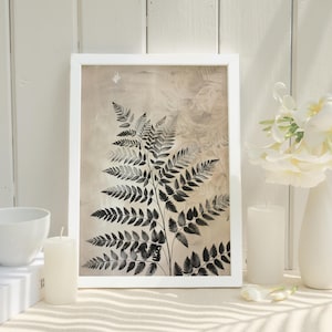 Fern Illustration Minimalist Botanical Art Gift for Plant Lover Fern Leaf Wall Art for Living Room Vintage Botanical Print Gift for Botanist