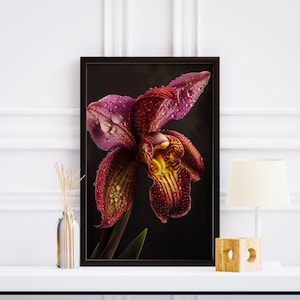 Orchid Print Gift for Plant Lover Botanical Artwork Purple Orchid Plant Moody Art Hyper Realistic Art Elegant Home Decor Nature Lover Gift