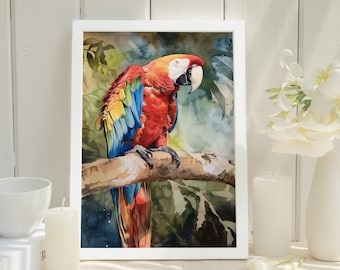 Macaw Parrot Watercolor Bird Print of Color Tropical Bird Nature-Inspired Artwork Gift for Bird Lover Nature Art for Home Decor