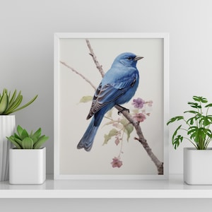 Indigo Bunting Watercolor Bird Print of Audubon Bird of America Nature-Inspired Artwork Gift for Bird Lover Nature Art for Home Decor