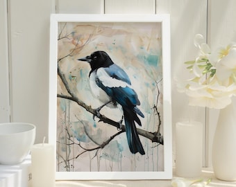 Magpie Watercolor Bird Print of Audubon Bird of America Nature-Inspired Artwork Gift for Bird Lover Nature Art for Home Decor