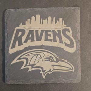 4&quot; Custom Slate Coaster - Lasered Engraved - NFL Baltimore Ravens
