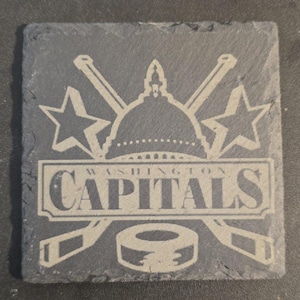 4&quot; Custom Slate Coaster - Lasered Engraved - NHL Washington Capitals